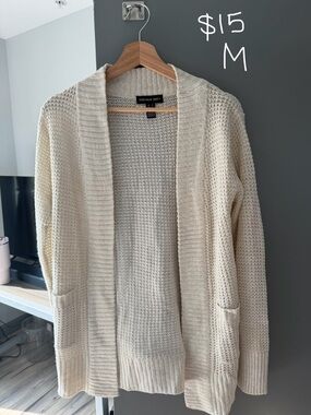 Frenchi Cream Open-Front Knit Cardigan